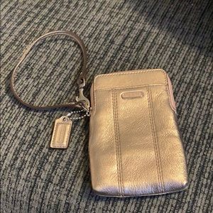 Coach Wristlet in Metallic Rose